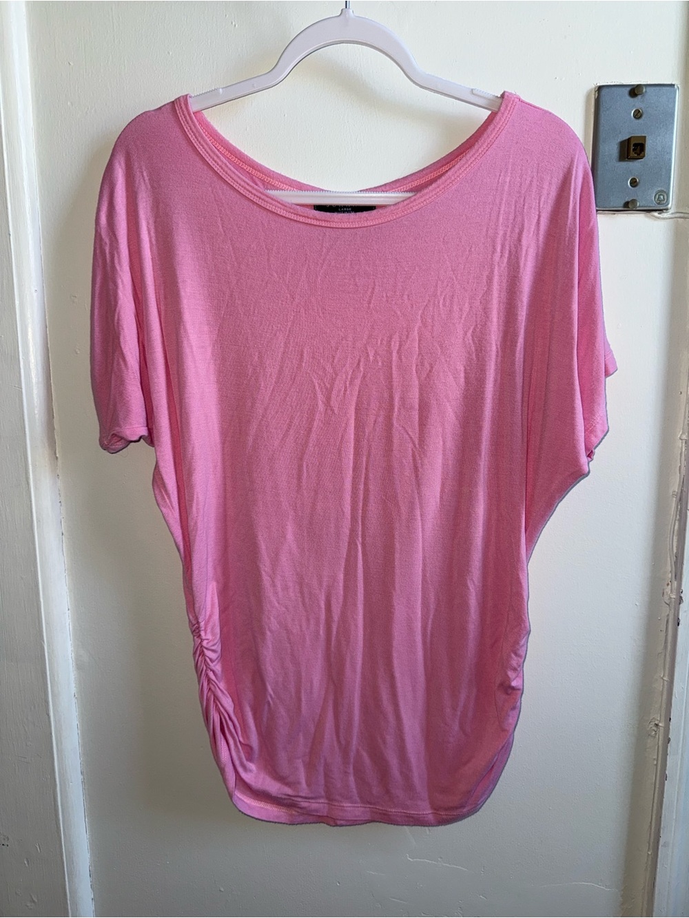 Made by Johnny Pink Dolman Sleeve Ruched Side Tunic Top - Size Large